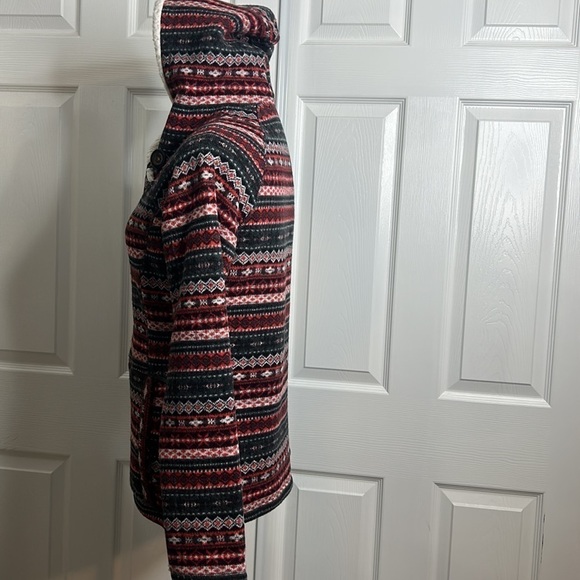 Koppen Nordic Fair Isle Fuzzy Warm Pullover M Red Black - Picture 3 of 6